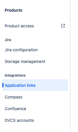 A screenshot of the left-hand navigation in Jira.