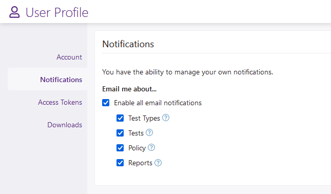 A screenshot of the notification settings checkboxes.